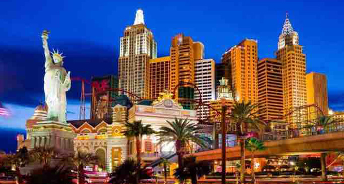 Village Street Eateries neighborhood at the New York-New York Hotel &  Casino in Las Vegas 